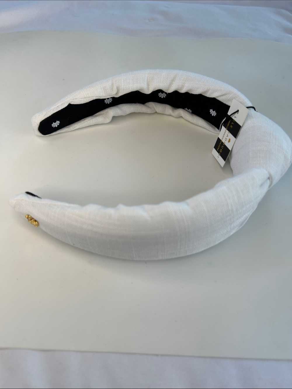 Lele Sadoughi White Linen Knotted Headband NWT - Picture 3 of 5